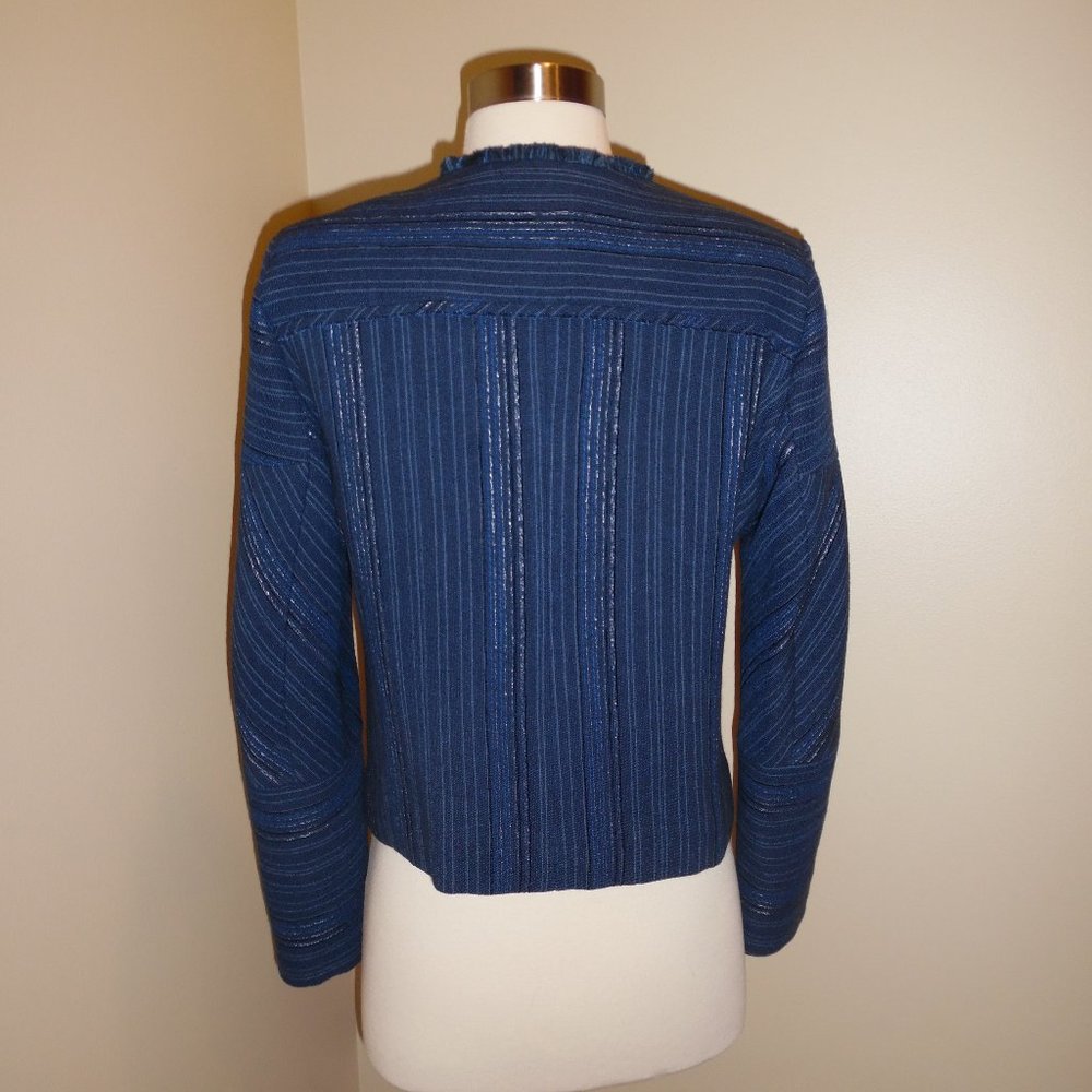 NWT Sandro Paris Blue Blucy Woven Workwear Casual Business Tweed Blazer Jacket - Picture 9 of 12